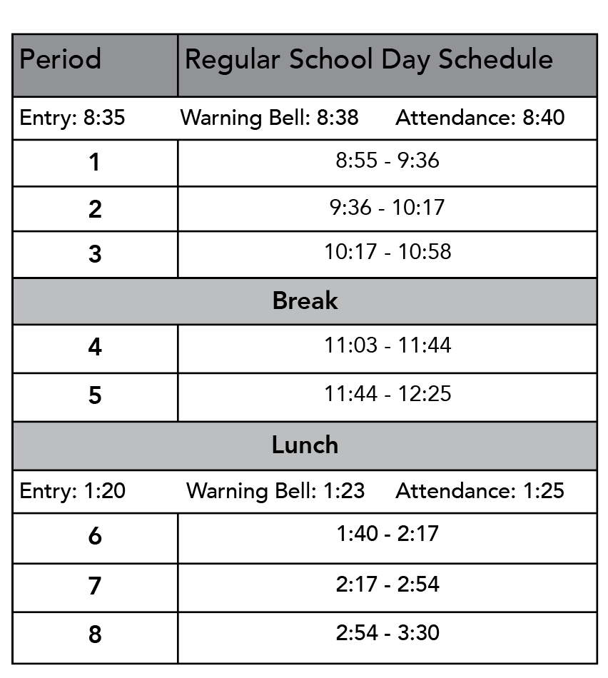 School Schedules Bruce Middle School